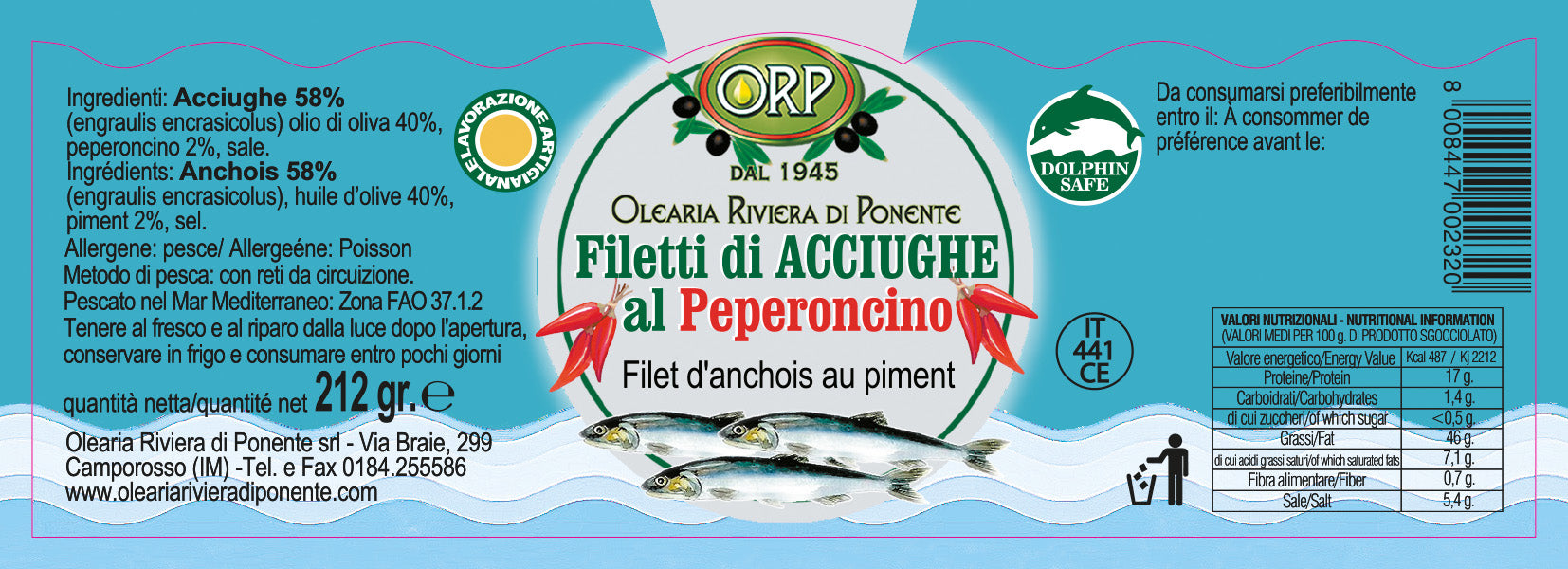 Filetti di acciughe al Tartufo/Peperoncino/Salsa verde