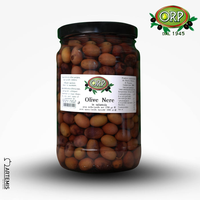 Olives noires dénoyautées en saumure - Pot de 280 gr