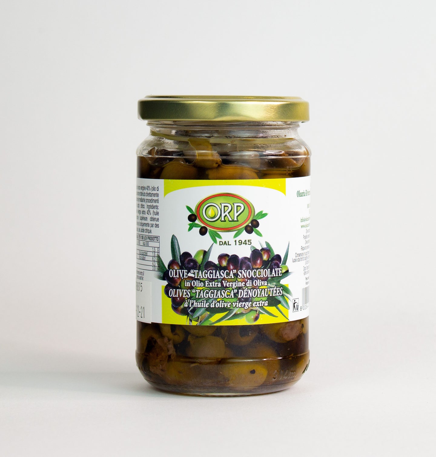 Olives Taggiasca dénoyautées à l'huile extra vierge - pot de 270gr / 1,4kg / 5kg