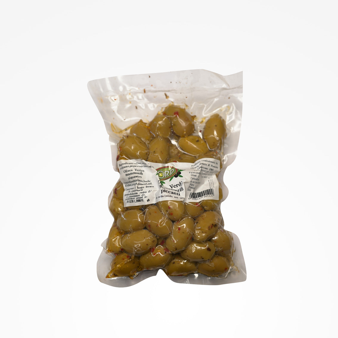 Olives vertes Mammouth épicées - Sachet 500 gr
