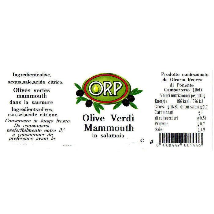 Olives vertes de mammouth - 500 gr.