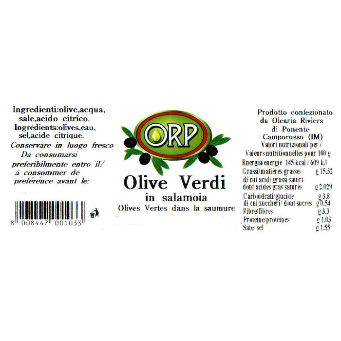 Green Olives in brine - Bag of 450 gr.