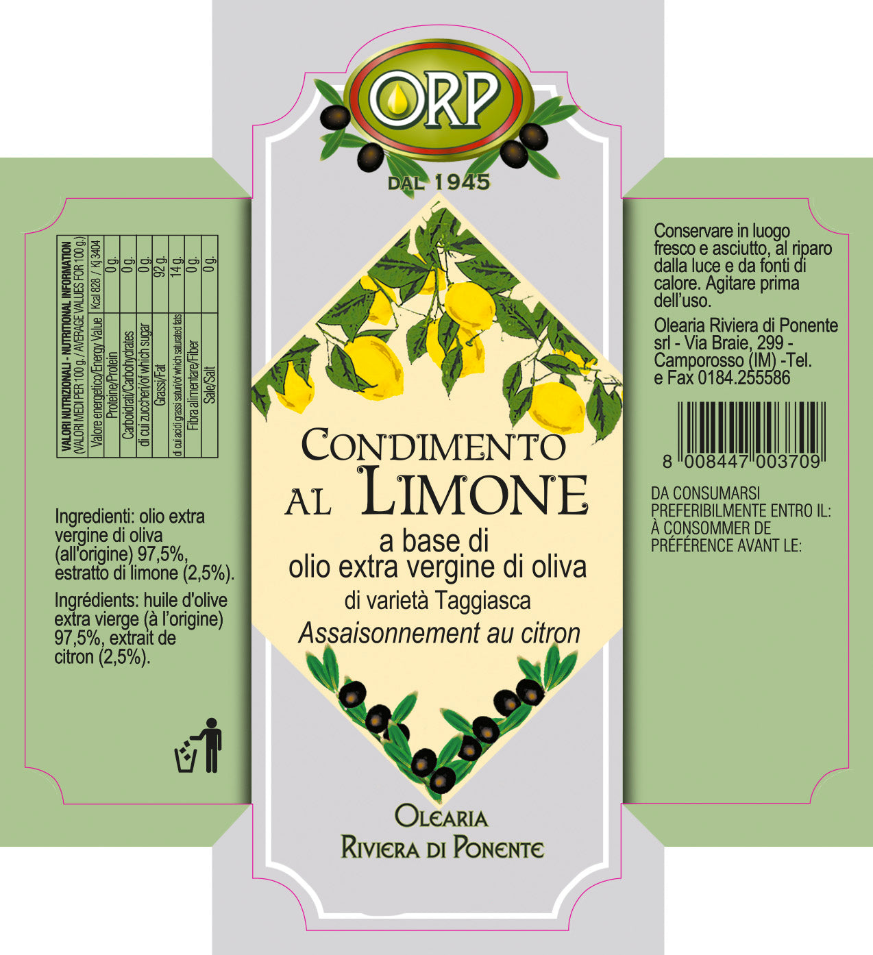 Huile aromatisée - 250 ml.