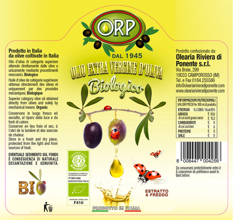 100% ITALIAN Organic Extra Virgin Olive Oil