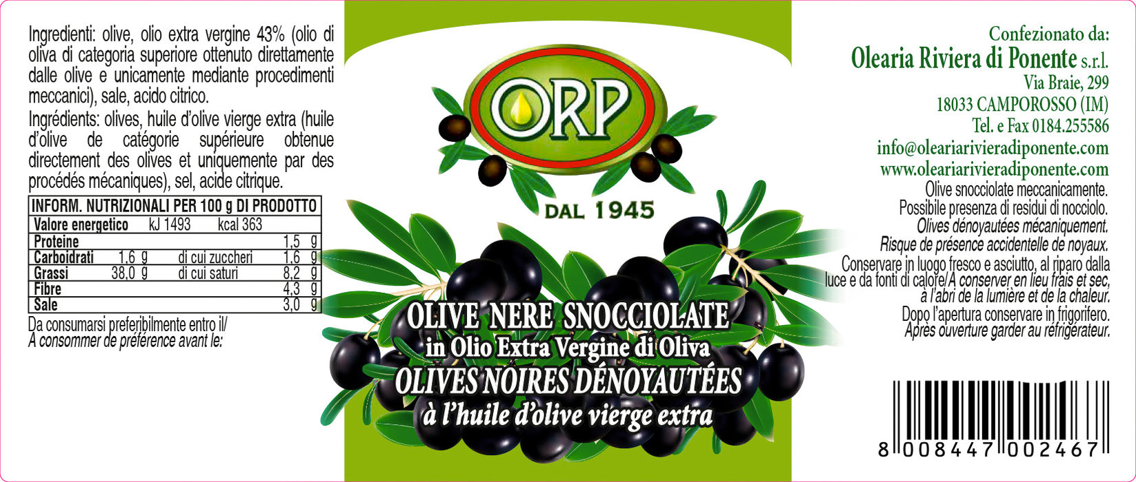 Olive Nere snocciolate in olio extra vergine - vaso