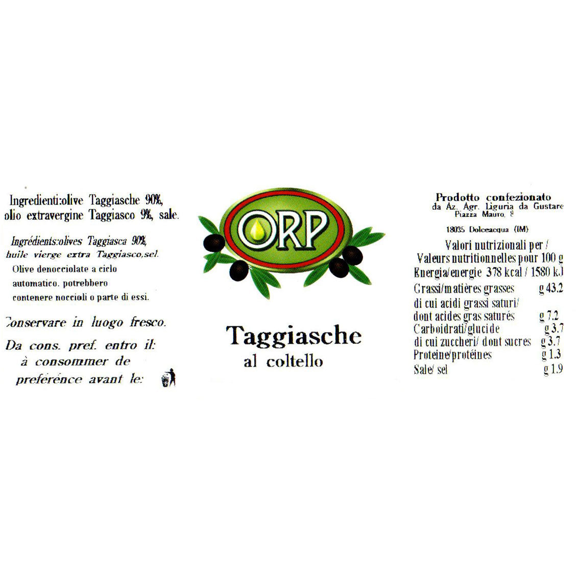 Olives Taggiasca avec couteau - 170 gr.